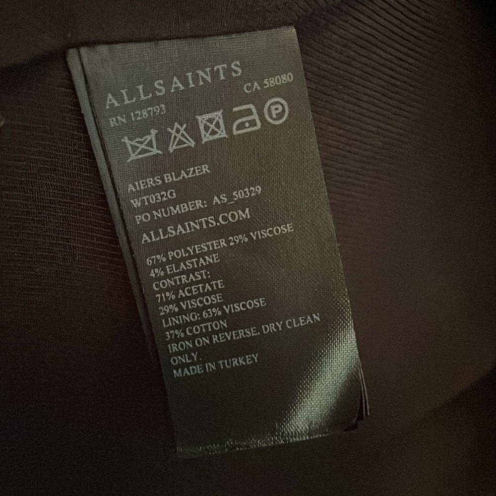 AllSaints Aiers Blazer in Black US 4 - Picture 16 of 16